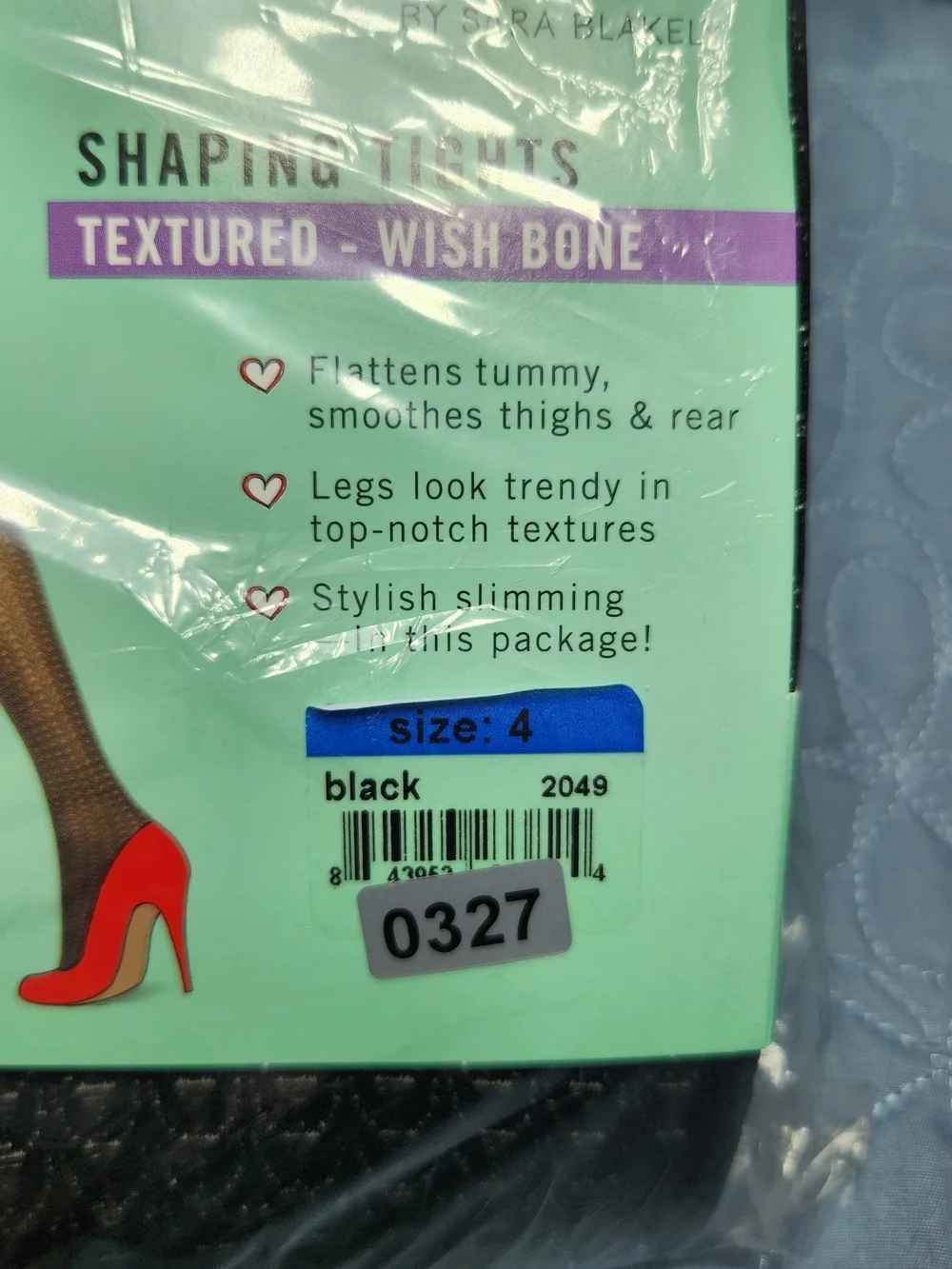 SPANX Love Your Assets Textured Wish-Bone Pattern Shaping Tights Black Size 4